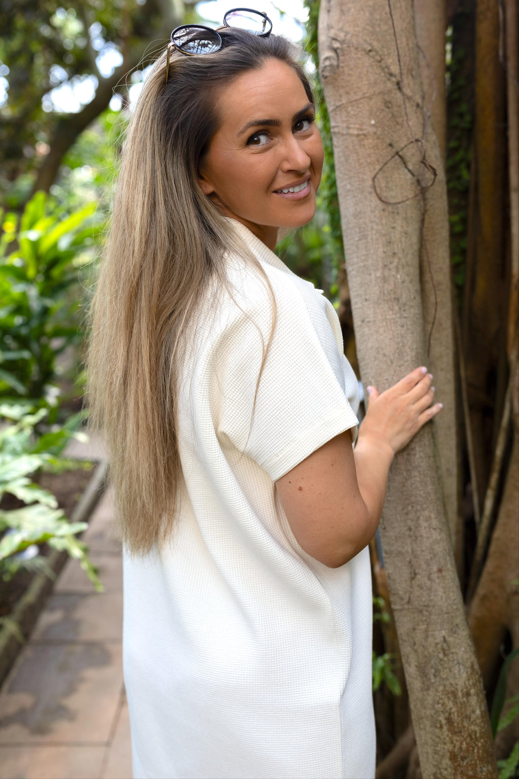 nachhaltiges Sommerkleid Creme weiss