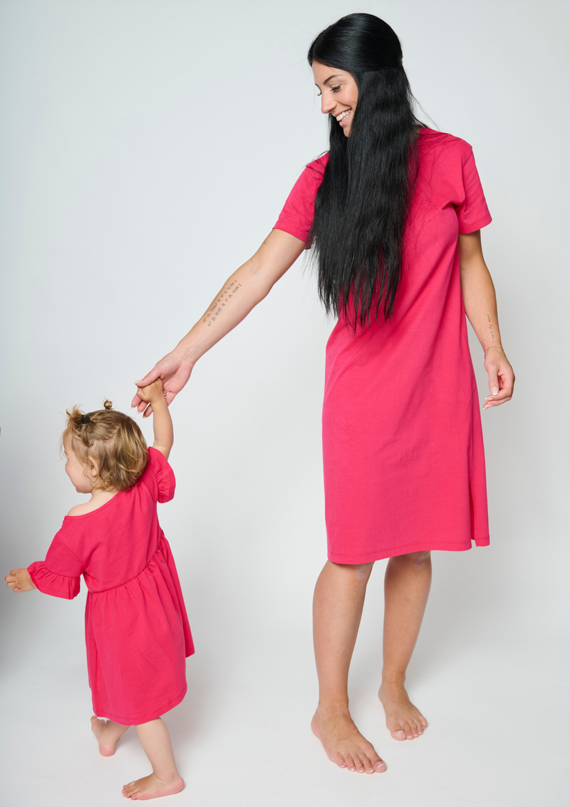 nachhaltiges T-Shirt Kleid in Rot Bio-Baumwolle