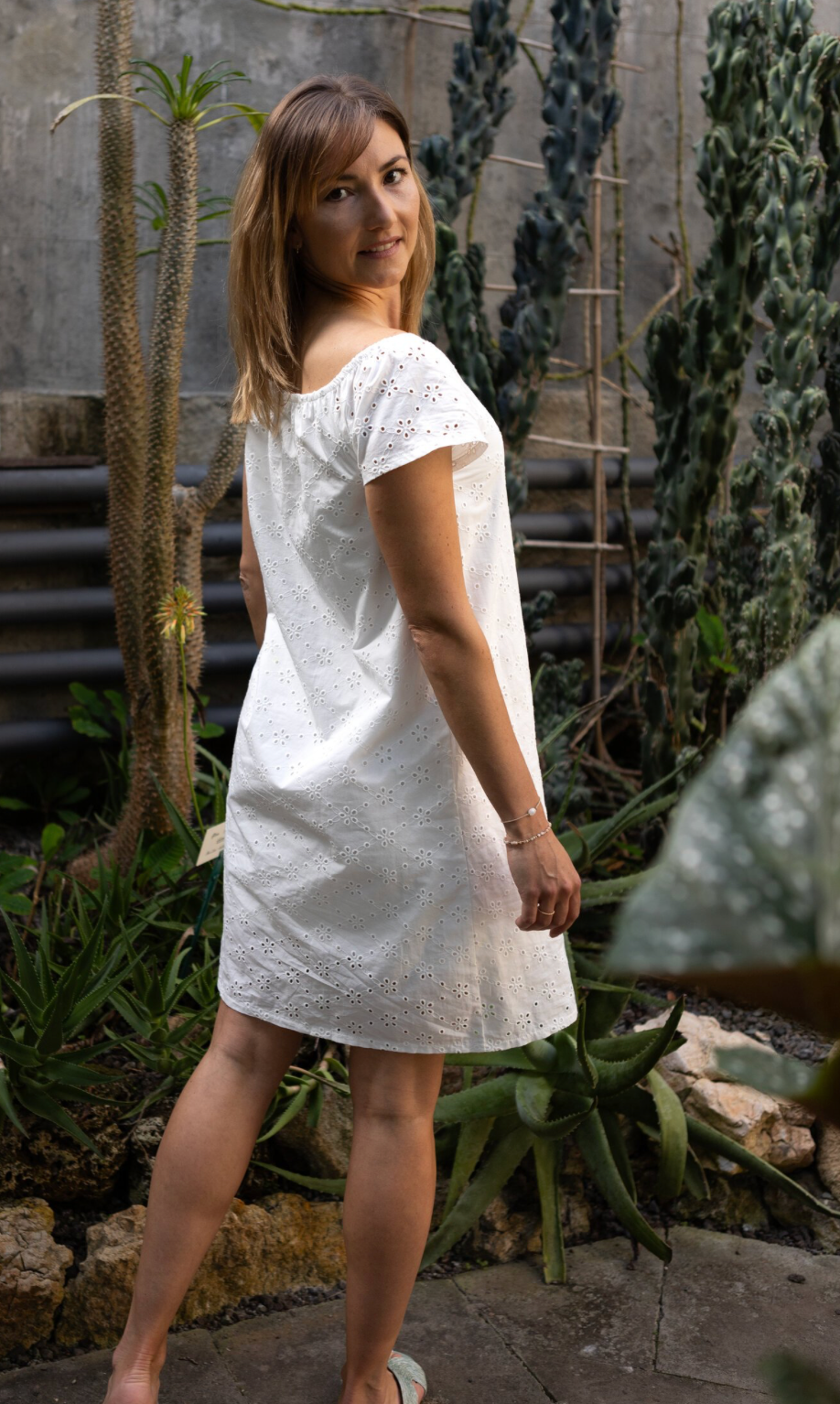 nachhaltiges Sommerkleid weiss Bio-Baumwolle Spitze