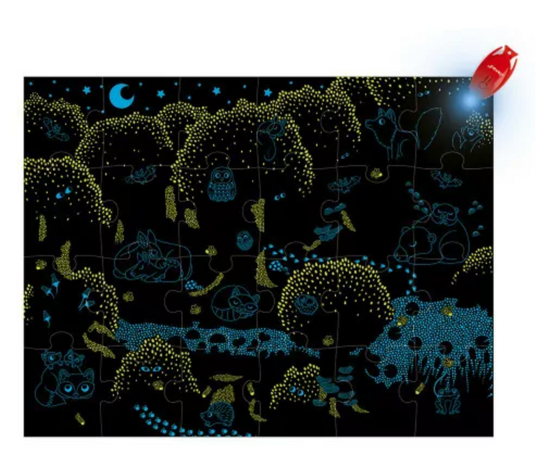 Janod - Puzzle Wald mit Schwarzlicht Effekt