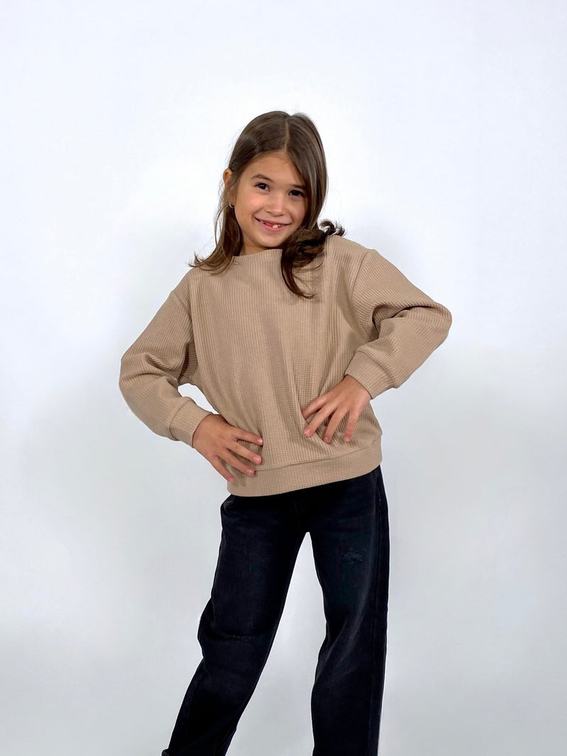 Kids Sweater Waffel Camel BIO-Baumwolle