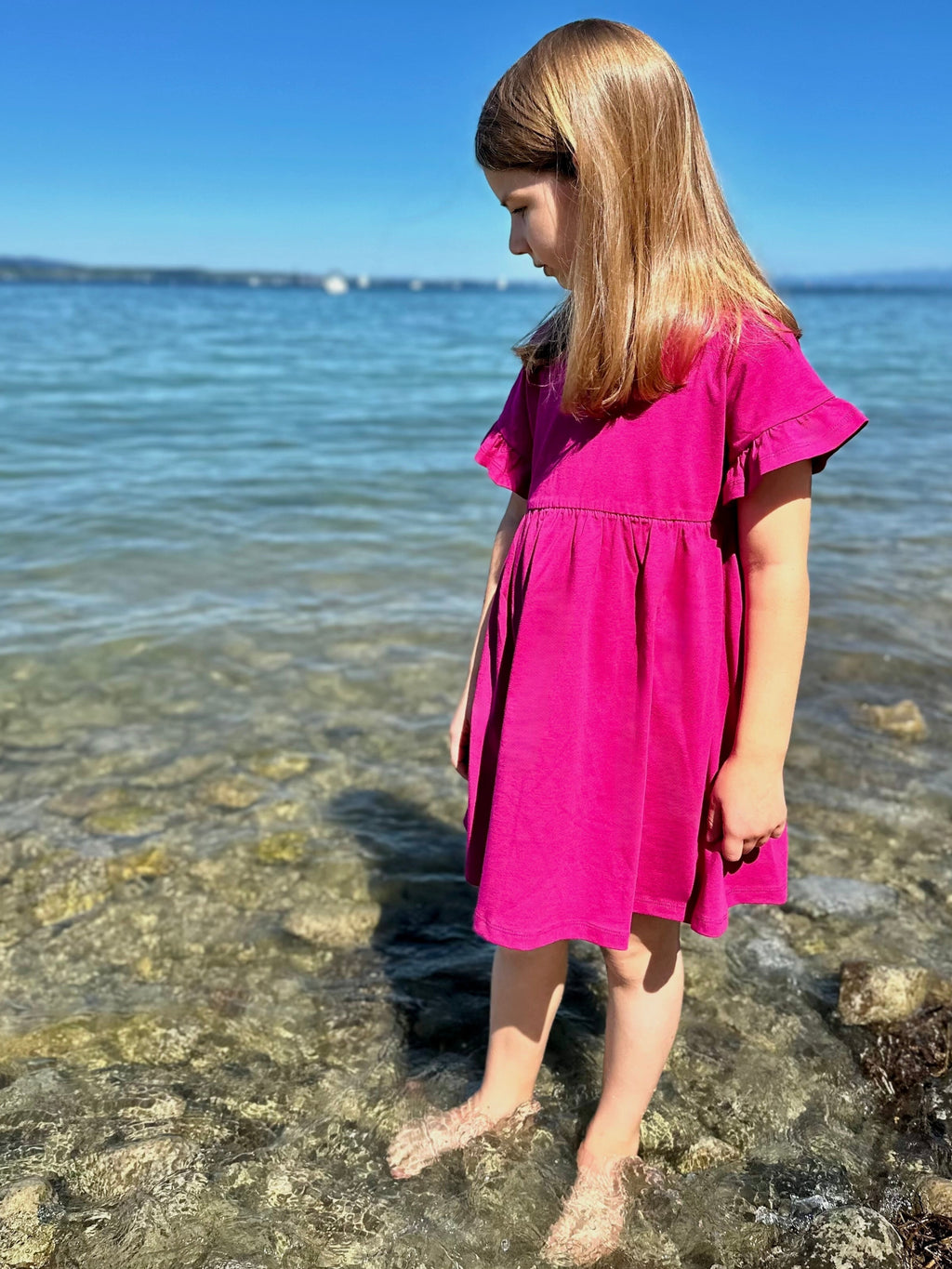 Kids dress lime organic cotton