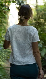 Nachhaltige Mode T-Shirt Bio-Baumwolle weiss Spitze