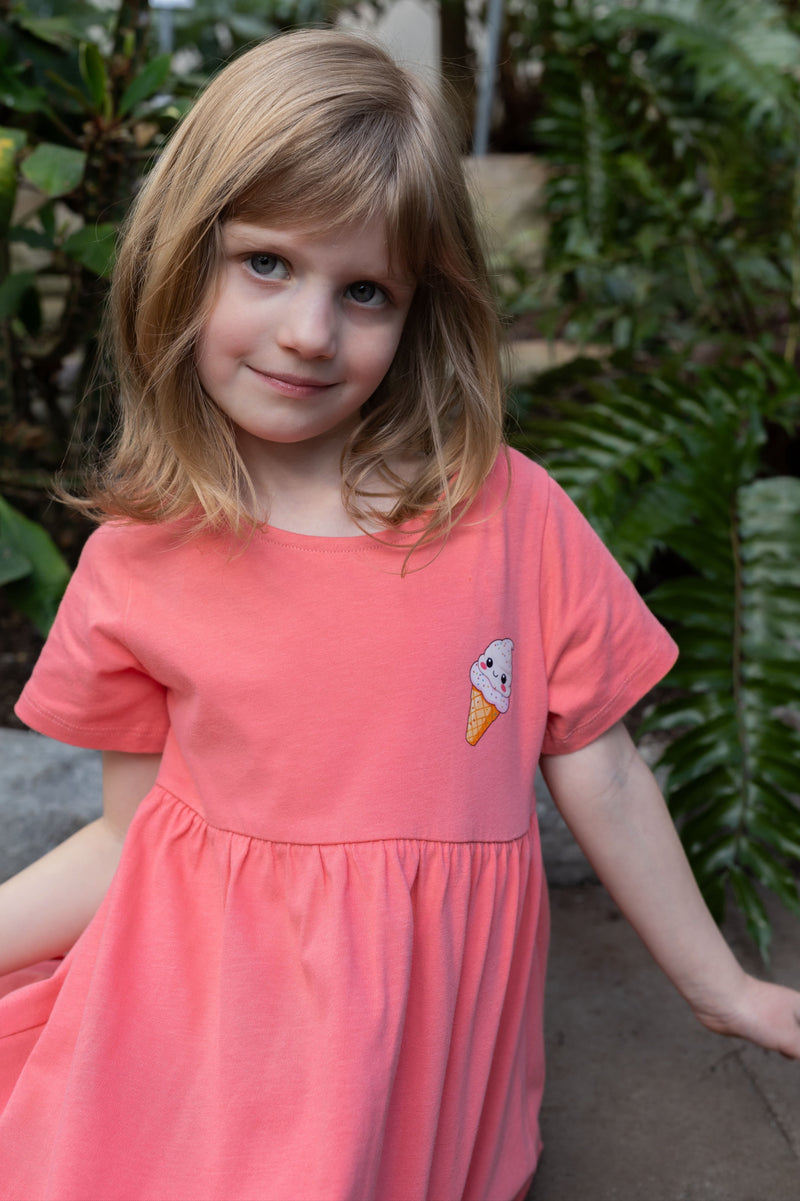 nachhaltiges Sommerkleid Mädchen Orange