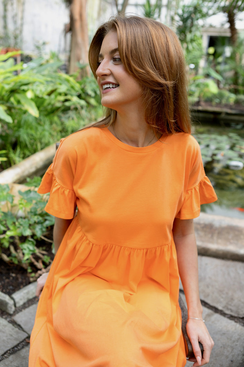 Ruffle Kleid Nektarine BIO-Baumwolle