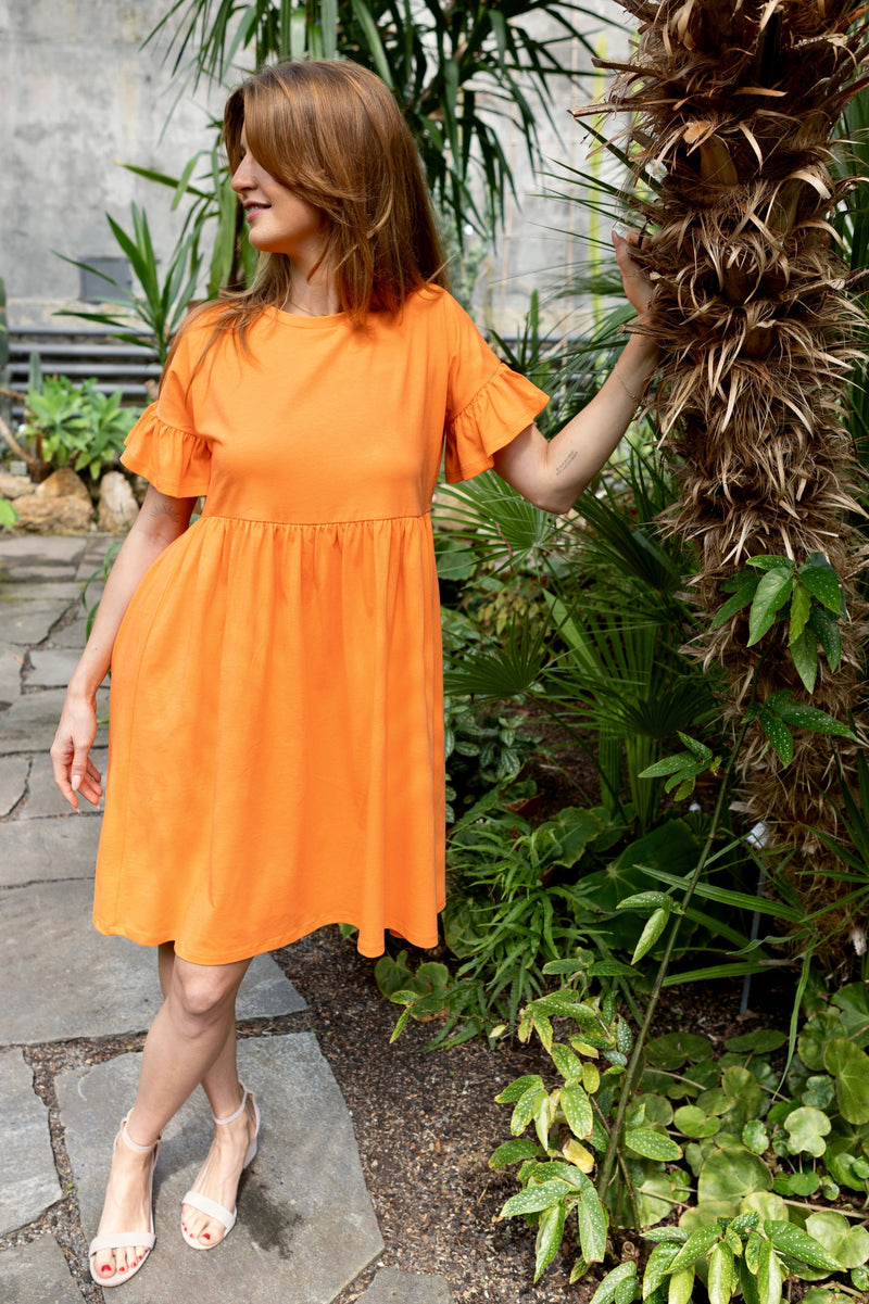 Ruffle Kleid Nektarine BIO-Baumwolle