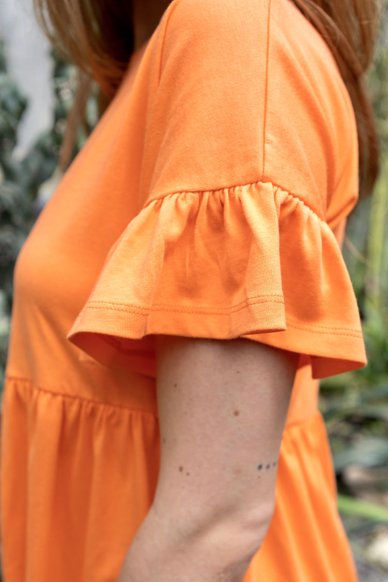 Ruffle Kleid Nektarine BIO-Baumwolle