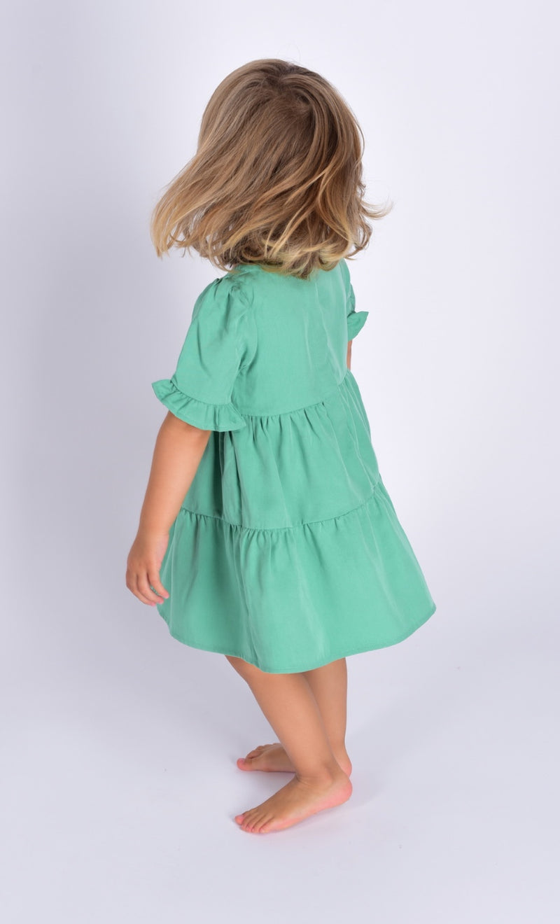 we samay Mini Me Partnerlook Kleid Grün Mädchen aus 100% Tencel Lyocell Swiss Brand