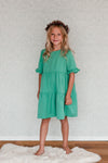 we samay Mini Me Partnerlook Kleid Mädchen in Grün aus 100% Tencel Lyocell