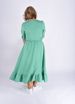 we samay Mini Me Partnerlook Kleid Mama, Wickelkleid 100% Tencel Lyocell in Grün, Slow Fashion und nachhaltige Mode